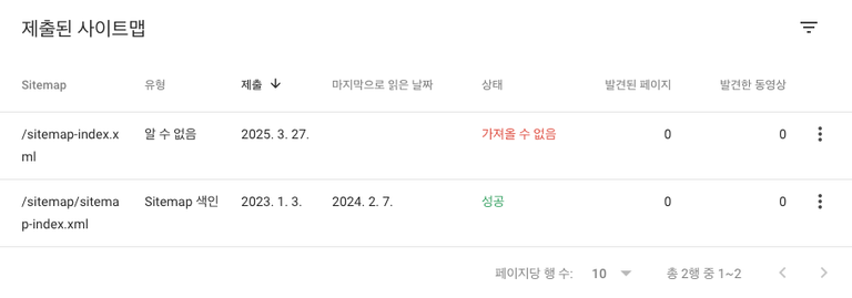 "사이트맵 재 업로드 /sitemap-index.xml"